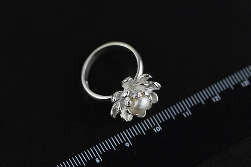 Lotus Fun реальные стерлингового серебра 925 натуральный жемчуг ручной работы дизайнер ювелирных украшений цветущие цветок лотоса женские Кольца Bijoux