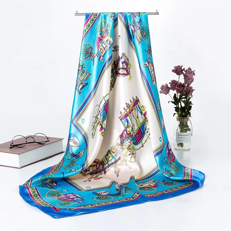 Большой хиджаб шарф женский модный Пейсли шарфы квадратный принт мягкие сатин