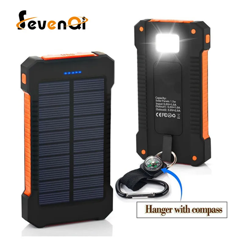 Водонепроницаемый Солнечное Зарядное Устройство 20000 мАч Power Bank Dual USB с