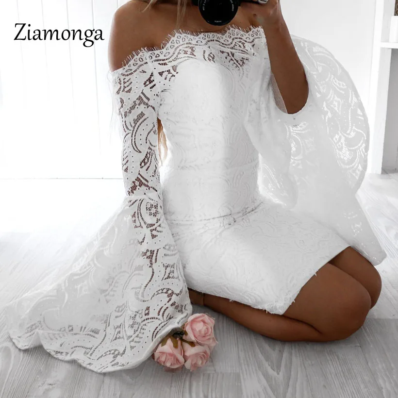 Ziamonga сексуальное модное дизайнерское Бандажное Платье женское белое|bandage dress|lace