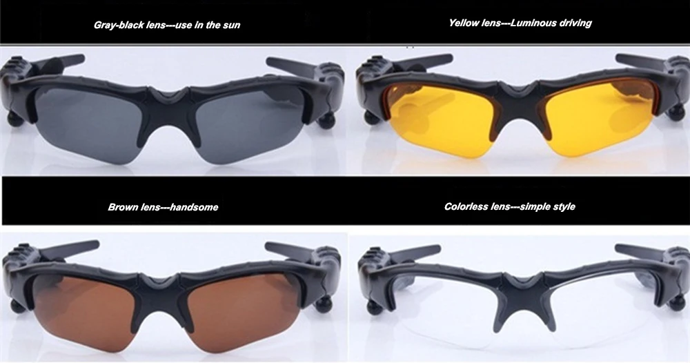 Bluetooth солнцезащитных очков спортивные наушники Bluetooth Беспроводной гарнитура Sunglass большой Батарея Ёмкость