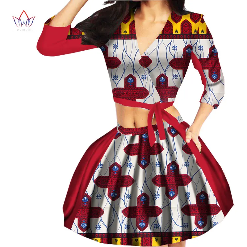 Женский комплект с юбкой в африканском стиле Bazin Riche из 2 предметов сексуальный