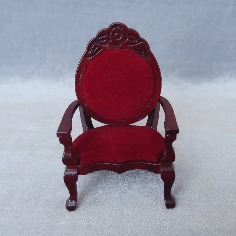 

20pcs/lot 1:12 miniature wooden chair furniture toy Doll house red mini chair for dolls handmade toys for children wholesale