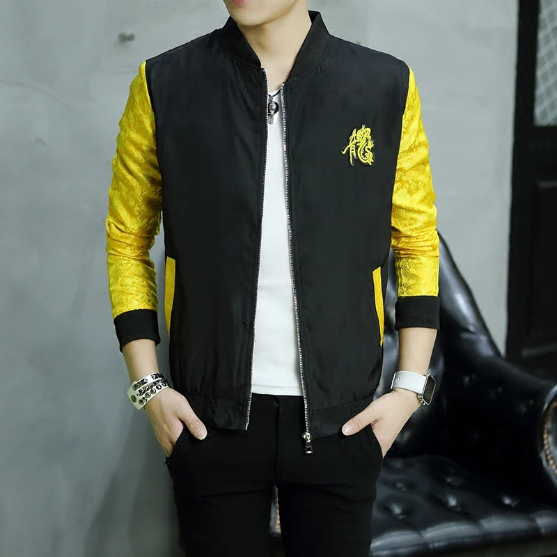 Молодежная тонкая куртка-бомбер Мужская осенняя куртка с вышивкой Классические