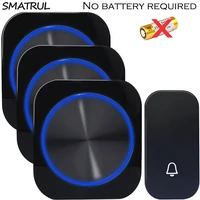 smatrul self powered waterproof cover wireless doorbell no battery eu plug home smart cordless door bell 1 button 3 receiver