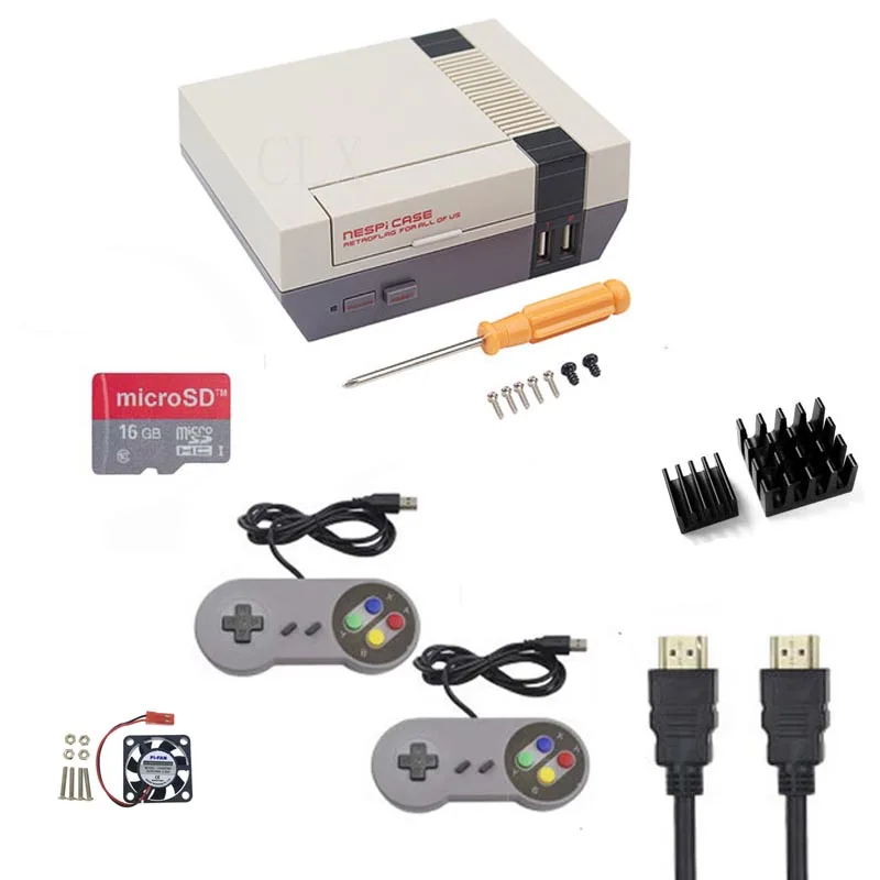 Чехол NESPi для Raspberry Pi 3 B + NES Retroflag Box вентилятор SD карта 16 ГБ игровой контроллер