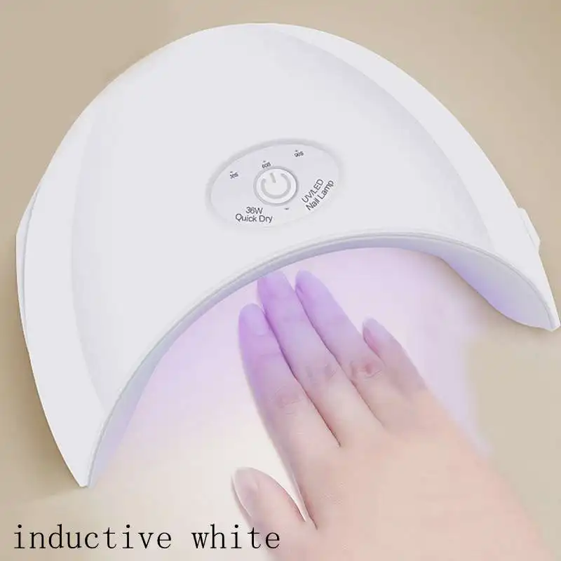 Inductive white Сушилка для ногтей для всех гелей Smart Light Therapy Machine Nails Curing 60 s/s 120 s таймер умный Высокое качество 36 Вт УФ светодио дный Светодиодная лампа - Цвет: Inductive white
