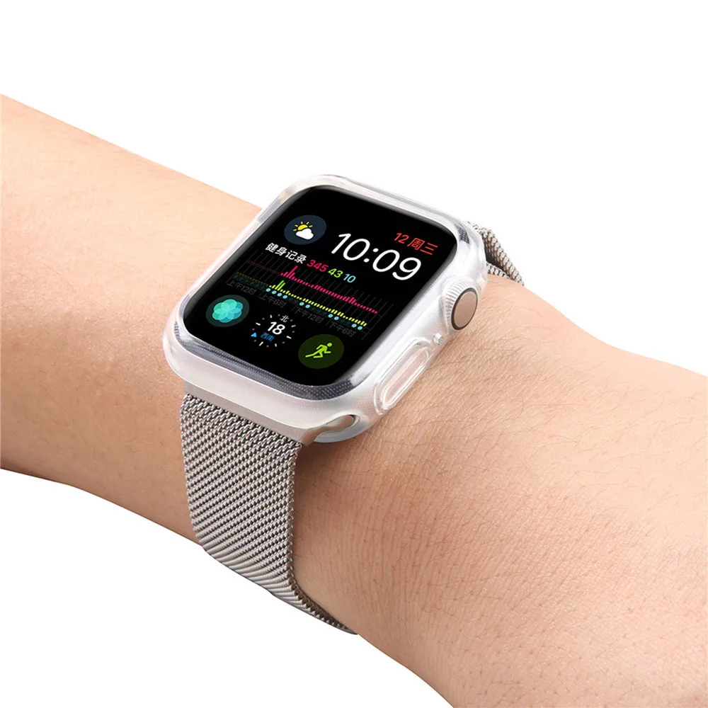 Чехол s для Apple Watch, мягкий силиконовый бампер, чехол для часов iwatch серии 4, защита рамы 44 мм, 40 мм, размер, анти-шок