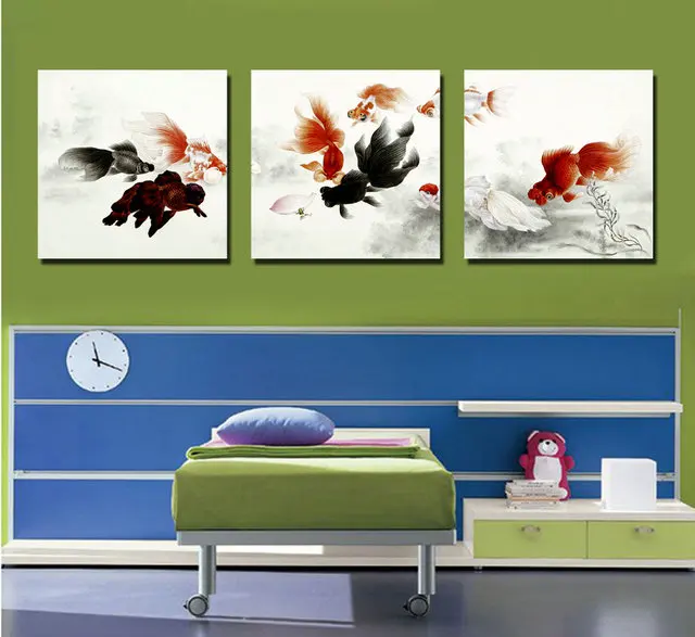 Картина на холсте с изображением рыб 3 шт.|print on canvas|painting printart painting |