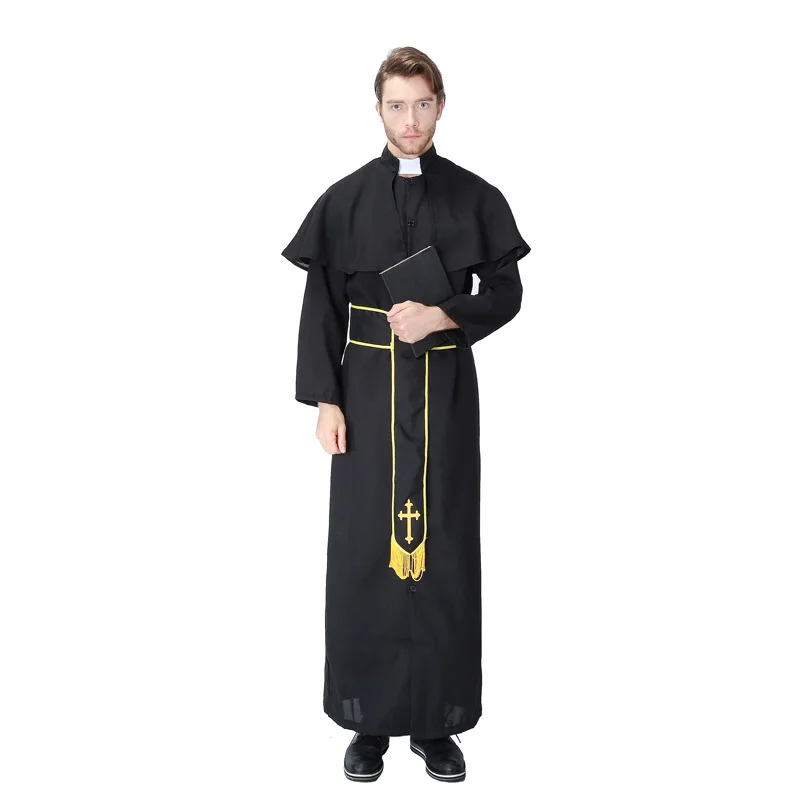 Easter Purim Halloween Costume for Men Father Priest Bishop Costumes Christian Pastor Clergyman Cosplay | Тематическая одежда и