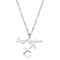 letter sagittarius stainless steel zodiac necklace sign constellation signs pendant necklaces for women 12 constellation jewelry