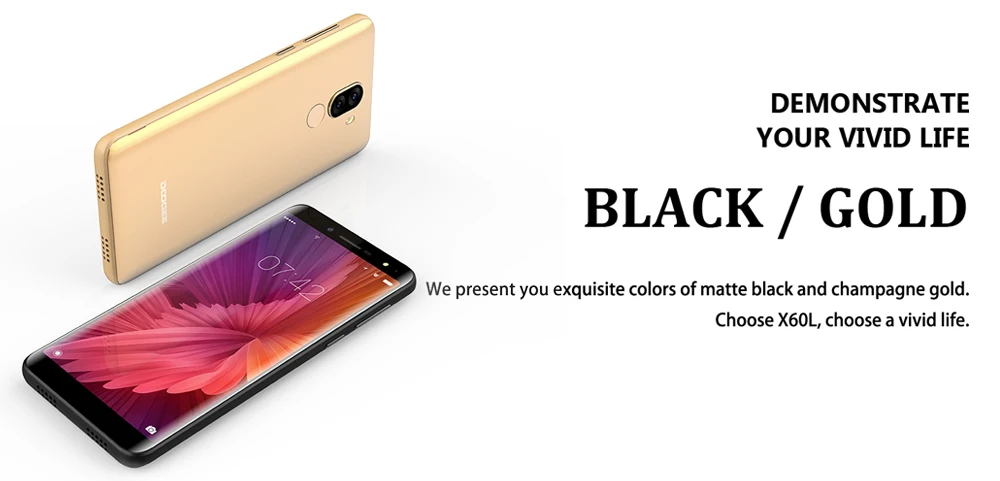 DOOGEE X60L 5,5 ''MTK6737 четырехъядерный 2 Гб ОЗУ 16 Гб ПЗУ 4G Двойная камера 13,0 МП Android 7,0 3300 мАч сканер отпечатков пальцев Смартфон