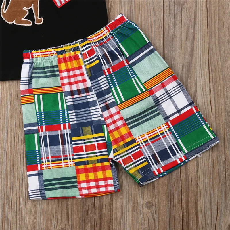 PUDCOCO Newest 2020 Summer Toddler Kids Boys Tops T-shirt Plaid Shorts 2Pcs Cotton Outfits Child Boy Set Casual Clothes 1-6T |