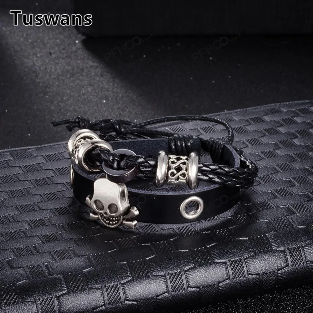 Женский винтажный кожаный браслет со скелетом 30 см|Браслеты с шармами| |