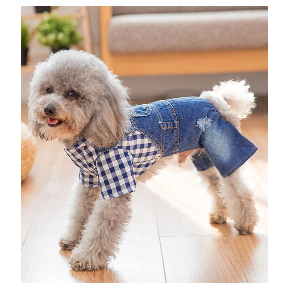 Pet Dog джинсовая куртка четыре Feets кофты с капюшоном одежда полосатой шапкой для