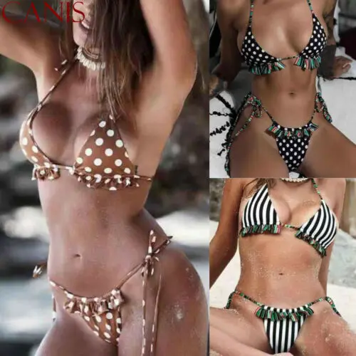 

Womens Sexy Polka Dot Striped Bikini Set Swimwear Swimsuit Beach Bathing Suit CA