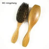 mc free shipping wooden massage comb natural wild boar bristles wooden comb hair brush sandalwood handle brosse hair care comb