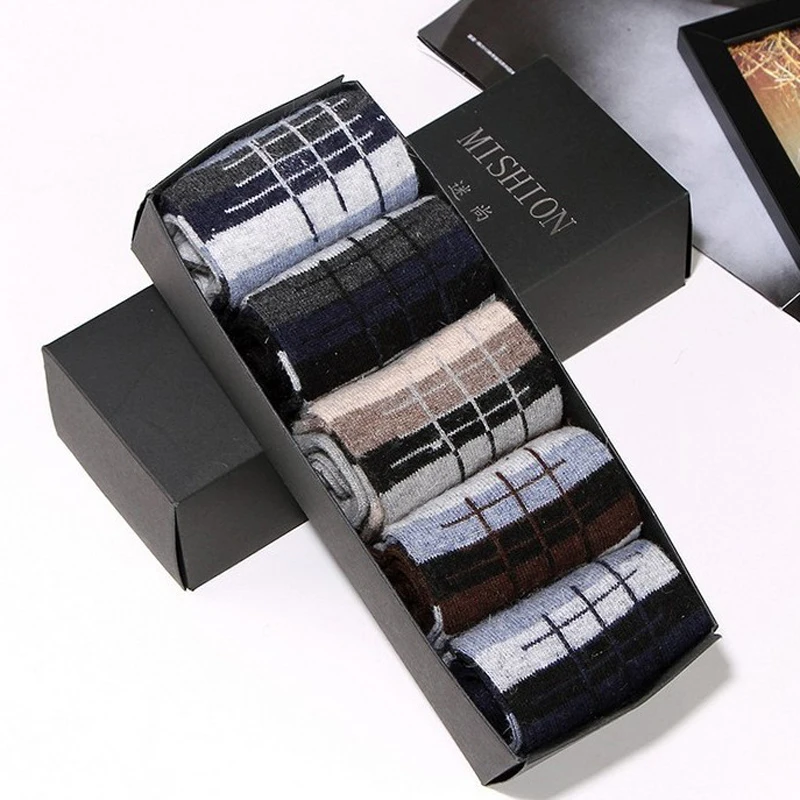 

5 Pairs Autumn Winter Thick High Density Warm Rabbit Wool Socks Men Fashion Multi Pattern Large Size Quality Soft Sock Man Meia