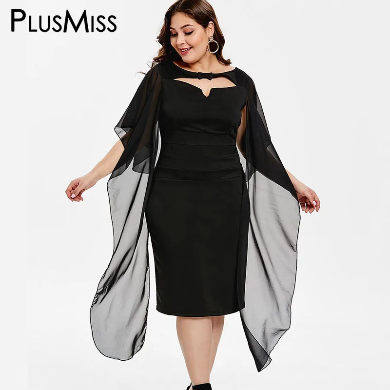 PlusMiss размера плюс XXXXXL элегантная шифоновая шаль Платья для вечеринок женская