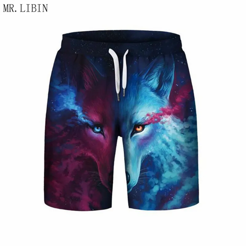 New Lonely Wolf Lion 3D Print Men Shorts Casual Cool Elastic Waist Summer Stone Printed Beach Male Fitness | Мужская одежда