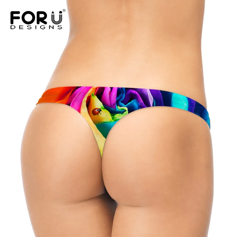 FORUDESIGNS сексуальные женские стринги нижнее белье трусики с цветочным принтом роз