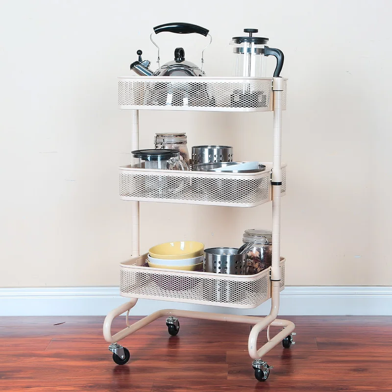 Металлическая Кухонная Тележка на колесиках полка для хранения напольная овощей