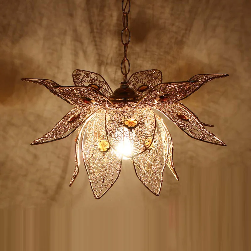 Современный подвесной светильник в виде лотоса с золотой проволокой люстра для
