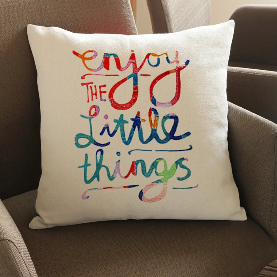 Декоративные подушки с разноцветными буквами хлопок льняные наволочки для