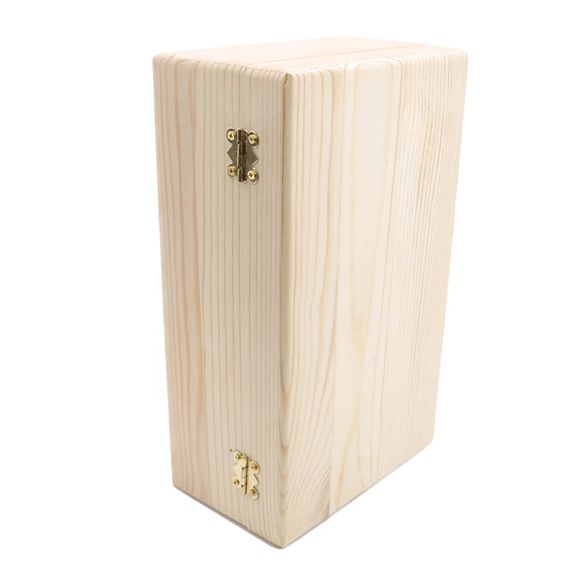 Natural Wooden Storage Box With Lid Golden Lock Postcard Sundries Organizer Handmade Craft Jewelry Case Home Wooden Box Bin images - 6