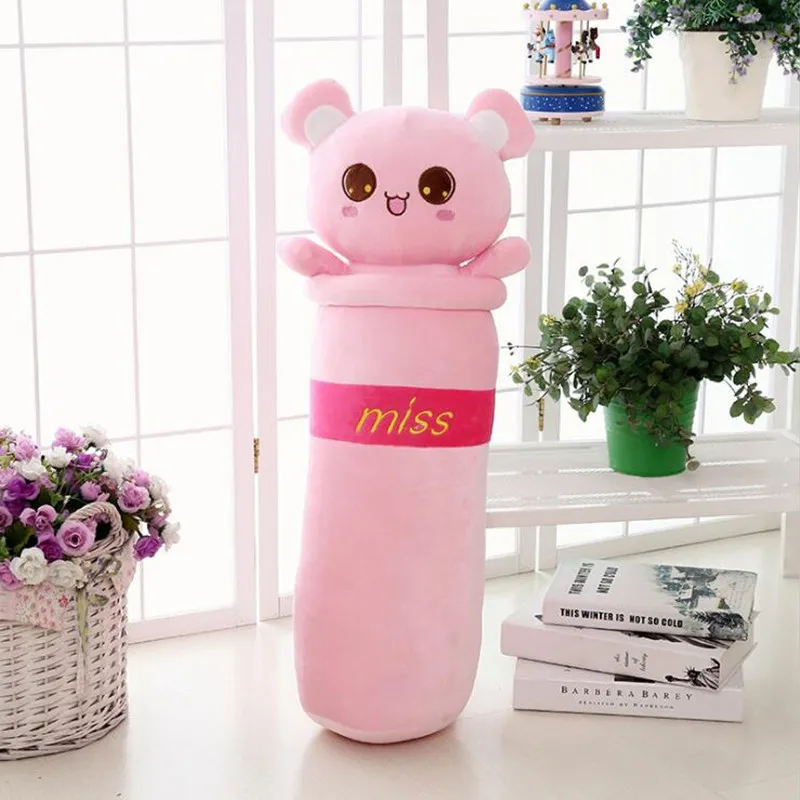 pink bear Мультфильм 55 см большие плюшевые игрушки Дети Спящая мягкая подушка милый слон медведь Пикачу Микки куклы подарок на день рождения для детей - Цвет: pink bear