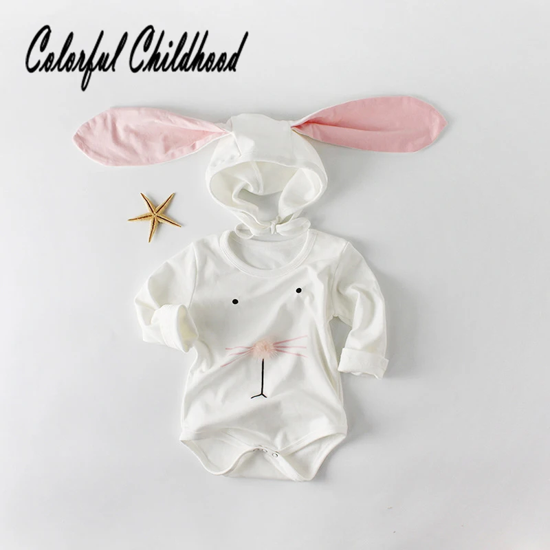 

Cartoon long ear bunny baby romper girls cotton long sleeve clothes fall infant newborn kids jumpsuit toddler outfits