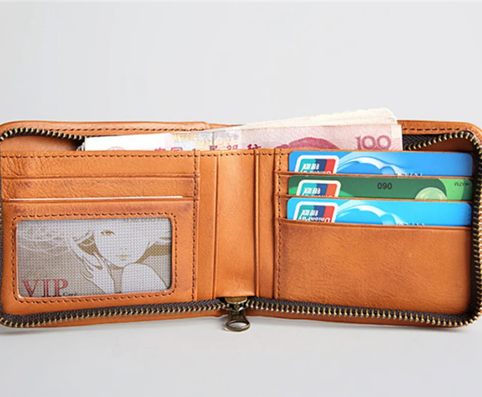 Японский стиль дизайнер растительного дубления кожи для мужчин тонкий мини