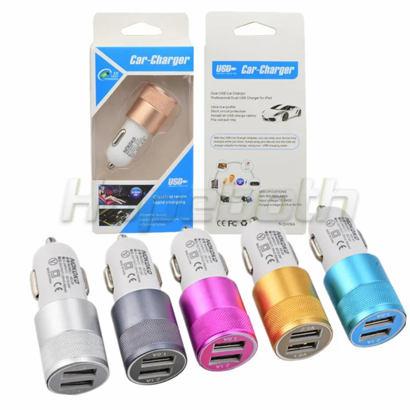Розничная упаковка автомобильное зарядное устройство с двумя USB-портами 2 1 А