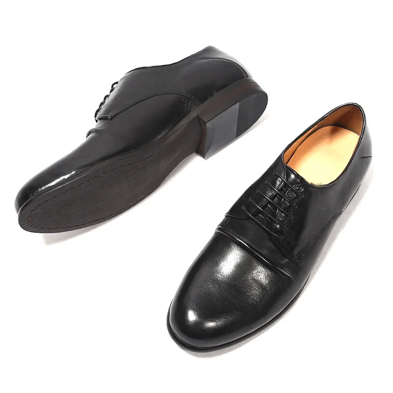 

2017 Classic men's genuine leather round toe business shoes vintage style high quality leather shoes men formal leisure oxfords