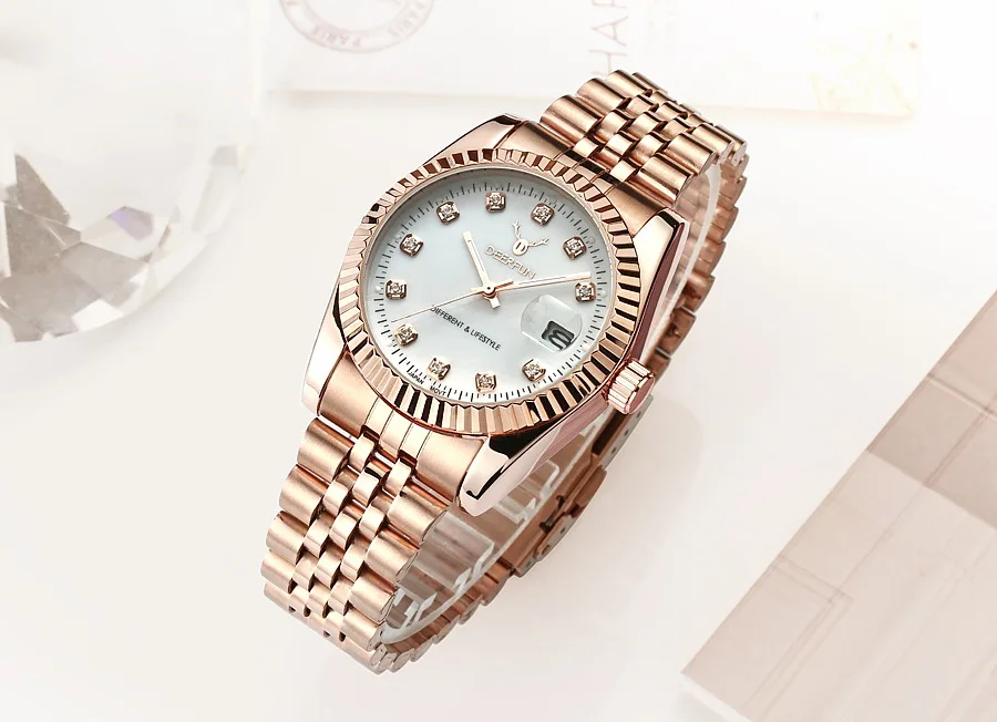 Роскошные Rolexable модные женские часы черные повседневные Кварцевые водонепроницаемые наручные часы розовое золото Reloj Mujer Часы