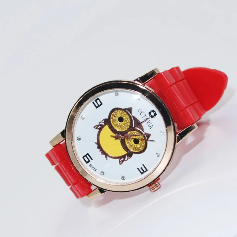 

TIke Toker,Fashion Women Girl Gold Owl Pattern WristWatch Female Silicone Clock Montre Femme Casual Quartz Watches Relogio 2018