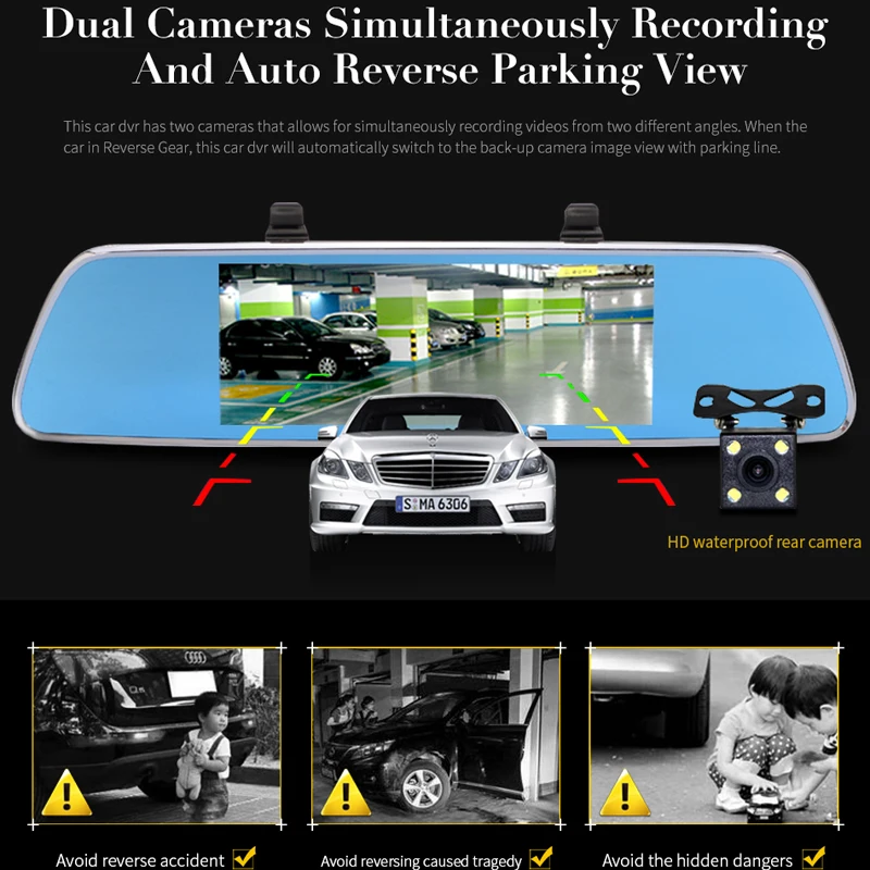 ZUCZUG 7 дюймов 3G сенсорный IPS Автомобильный видеорегистратор камера зеркало