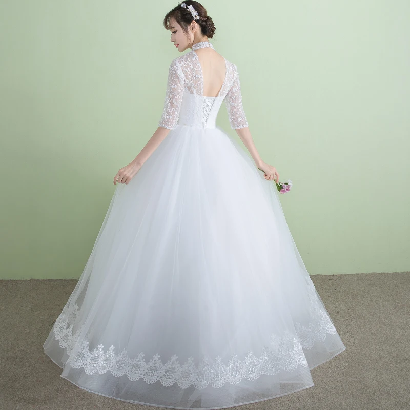 Роскошные Африканские свадебные платья с рукавом до локтя высоким воротником