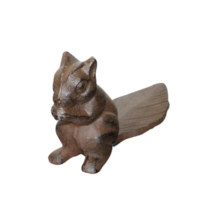 squirrel A iron Ручная работа, антикварная Золотая Милая птица, кошка, собака, лягушка, свинья, белка, фигурки животных, дизайн чугунная металлическая напольная дверь - Цвет: squirrel A iron