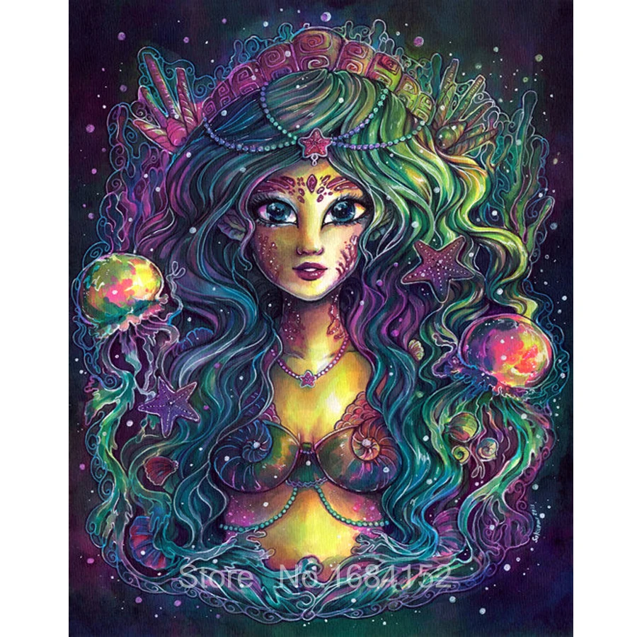 New arrival 5d diamond painting mosaic Mermaid Fantasy Alien creature rhinestone cross stitch full square embroidery A83 | Дом и сад