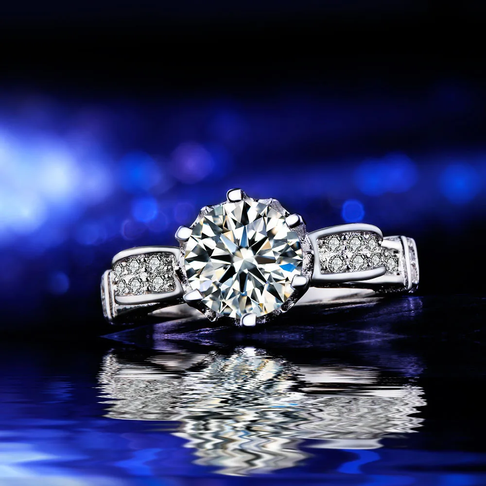 Crown silver plated Rings gift romantic love jewelry promise rings princess cut full paved Cubic Zircon wedding bands for women | Украшения
