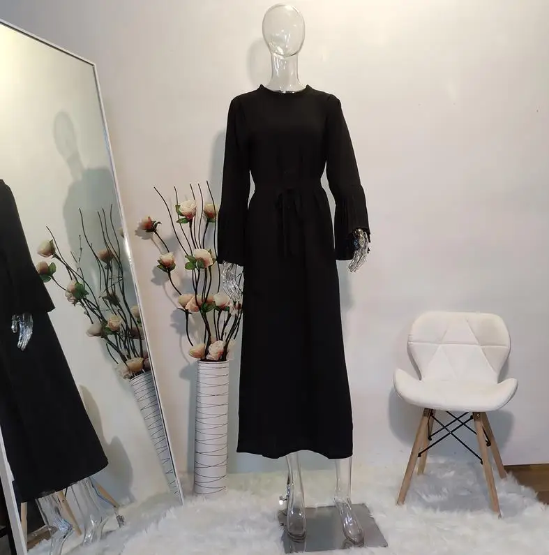 Black dress Рамадан мусульманское платье-Абая нарядное платье в арабском стиле платье хиджаб Турции сайт Tesettur Elbise одеяние мусульмане Longue Восточный халат Макси исламский платье - Цвет: Black dress
