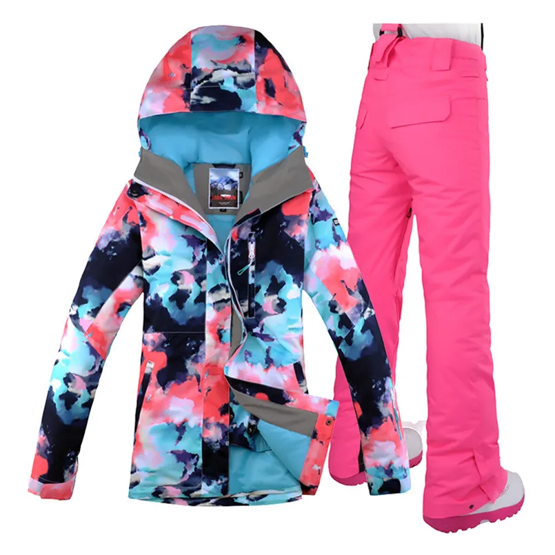 with bright pinkpant Женский сноубордический костюм Лыжные брюки,Теплый, водонепроницаемый, ветрозащитный женский зимний горнолыжный костюм Gsou SNOW, женский костюм для сноуборда,спортивный костюм женский - Цвет: with bright pinkpant