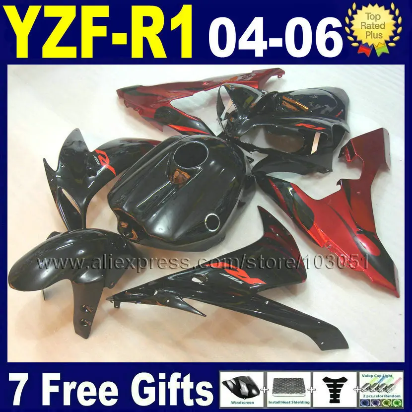

Injection motorcycle for YAMAHA R1 fairing kit YZF R1 06 05 04 2005 big flame black 2004 2006 custom fairings kit