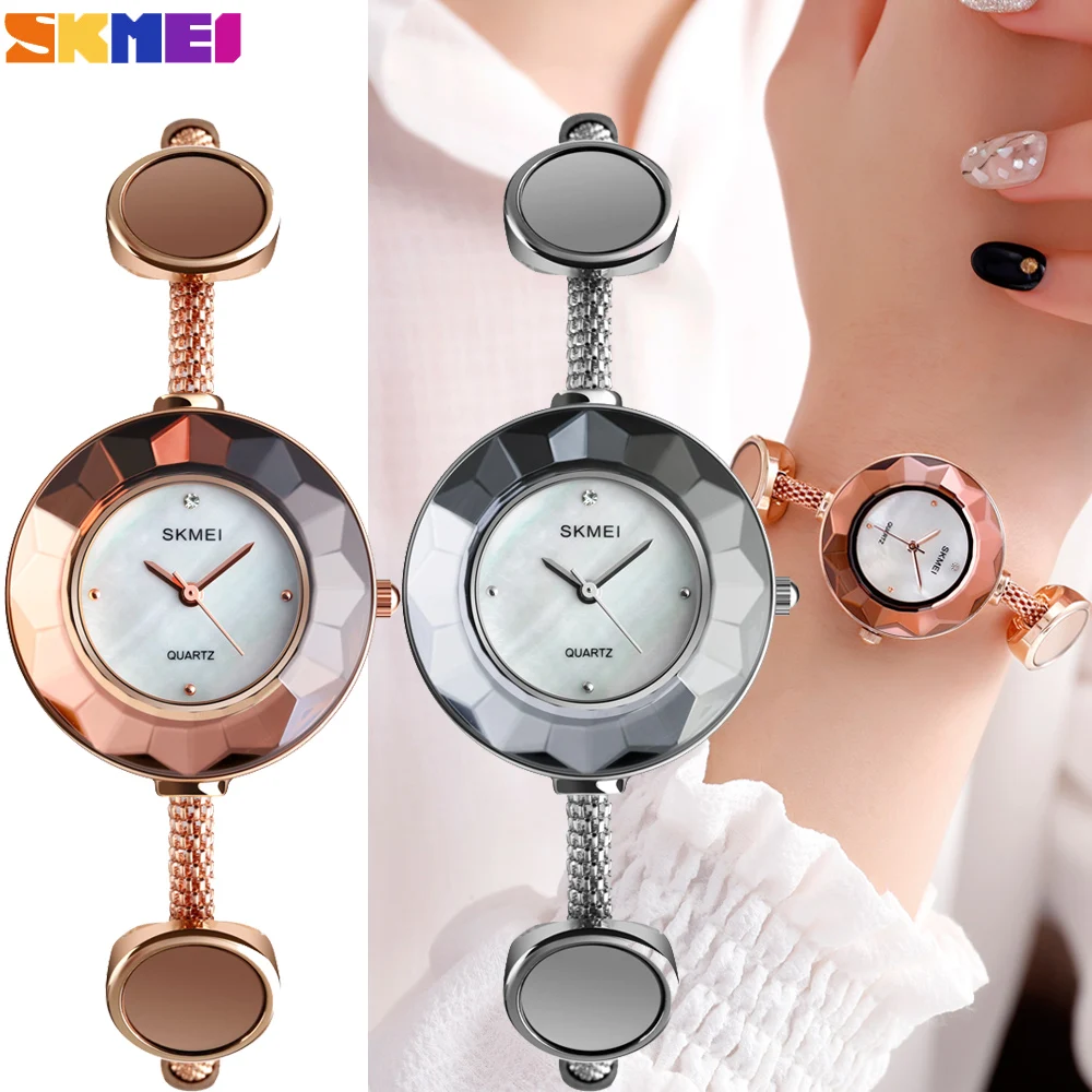 

SKMEI New Brand Luxury Quartz Women Watch Fashion Stainless Steel Strap Clock Simple Waterproof Ladies Wristwatches reloj muje