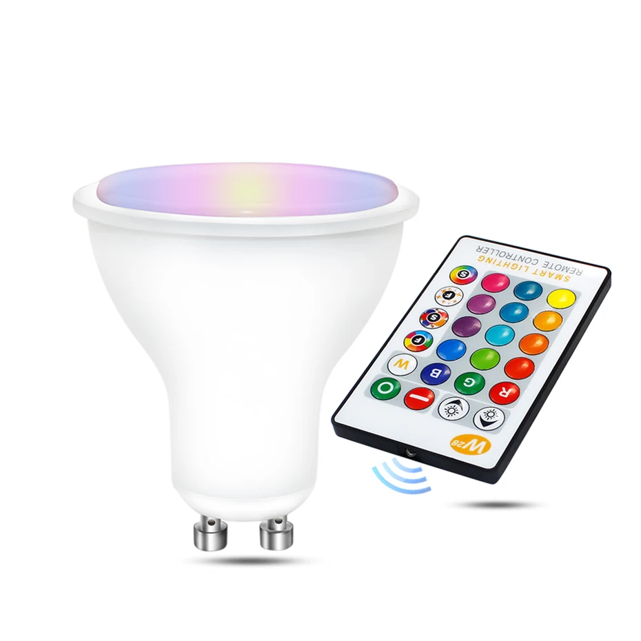 

4Pcs RGB Led Lamp RGB White / Warm White Spotlight GU10 8W LED Bulb 16 Color With Remote Control Dimmable Light Memory Function
