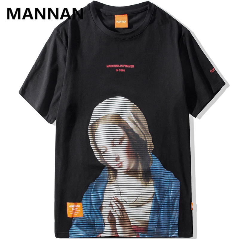 Мужская футболка с коротким рукавом MANNAN Madonna In Prayer повседневные хлопковые
