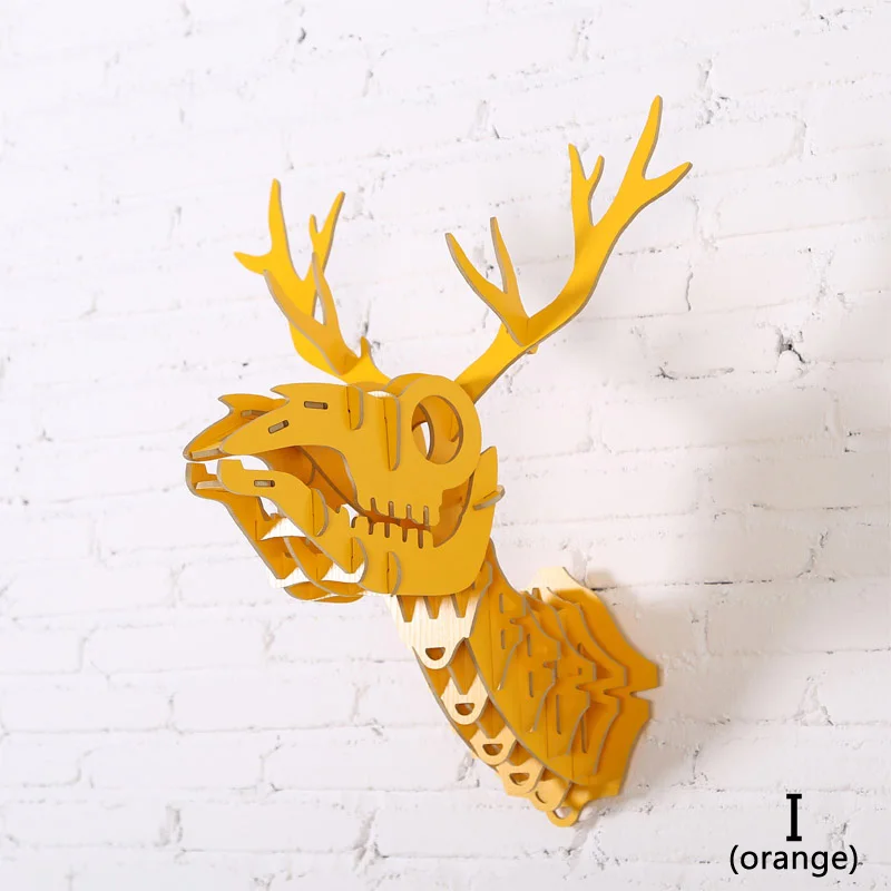 

58cm (H) Wooden Animal Head Wall Hangings Elk Head Deer Skeleton Wood Craft For Art Home Wall Decoration White Red Black WDM019M