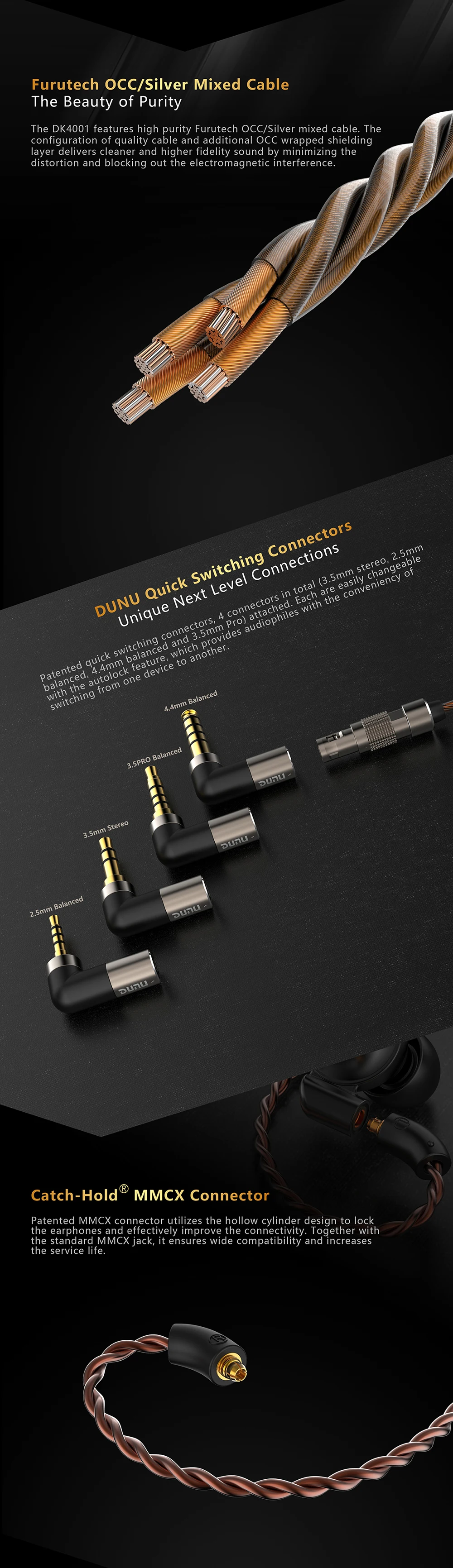 Dunu DK4001 полюс бериллиевой диафрагмы PVD 5 Драйвер Гибридный 4BA+ 1DD Hifi музыкальный монитор студийные стерео наушники-вкладыши с кабелем MMCX