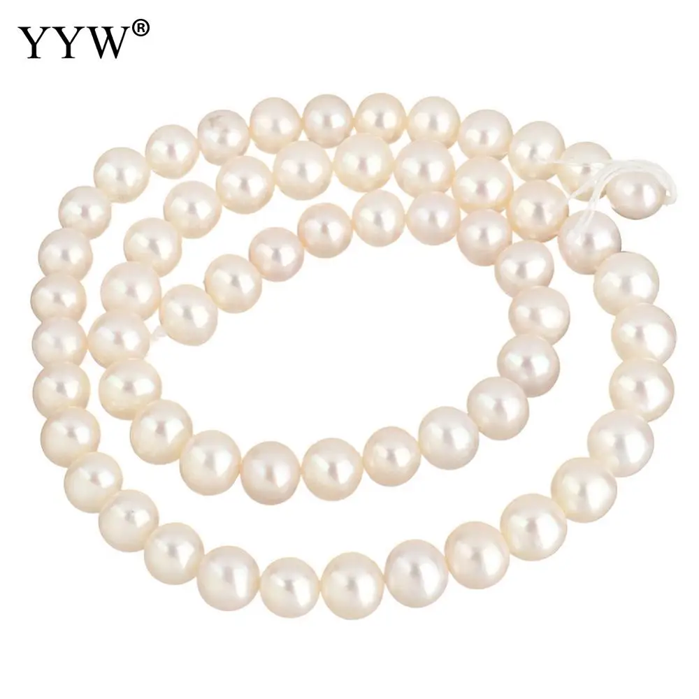 

7-8mm White Cultured Potato Freshwater Pearl Stone Beads Strand 15.5" For DIY Necklace Bracelets Jewelry Making